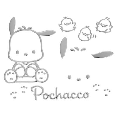 Seiwa KT574 POCHACCO Sanrio 3D Sticker Emblem Silver 1 Piece Dress Up Official Licensed Product