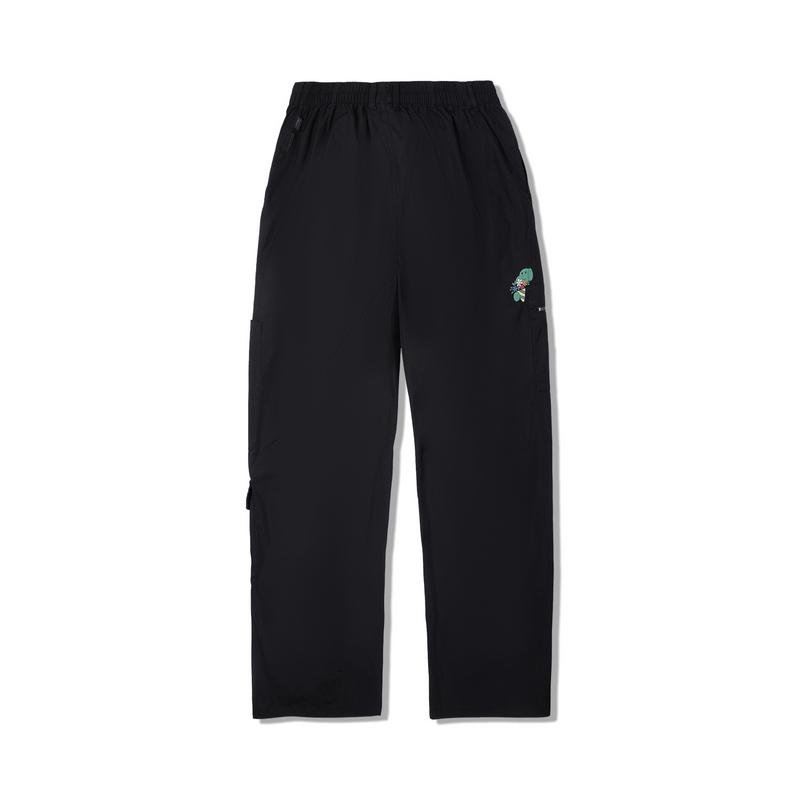 Li Ning X Taka Sha Collaboration Letter Mid-Rise Breathable Versatile Straight Leg Casual Pants Women bottoms Black AKXV340-2