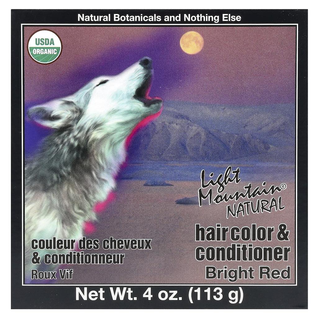 Light Mountain, Natural Hair Color and Conditioner, Bright Red, 4 oz (113 g)