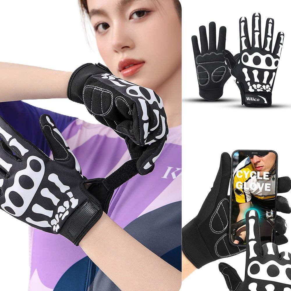 1 Pair Breathable Cycling Gloves Skeleton Design Touchscreen Gloves  Motorcycle Riding