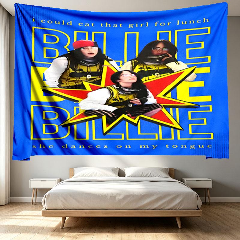 Billie Eilish Print Tapestry - Portable Wall Decor Cloth, for Home, Dorm, Travel, Bedroom, Living Room - Ideal Birthday Housewarming Gift