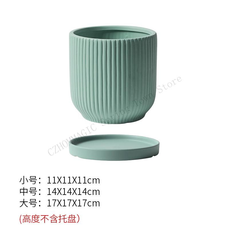 Nordic Style Ins Ceramic Flowerpot With Tray Fashion Simple Indoor Living Room Pot For Flowers Lvluo Bonsai Home Decoration Gifs