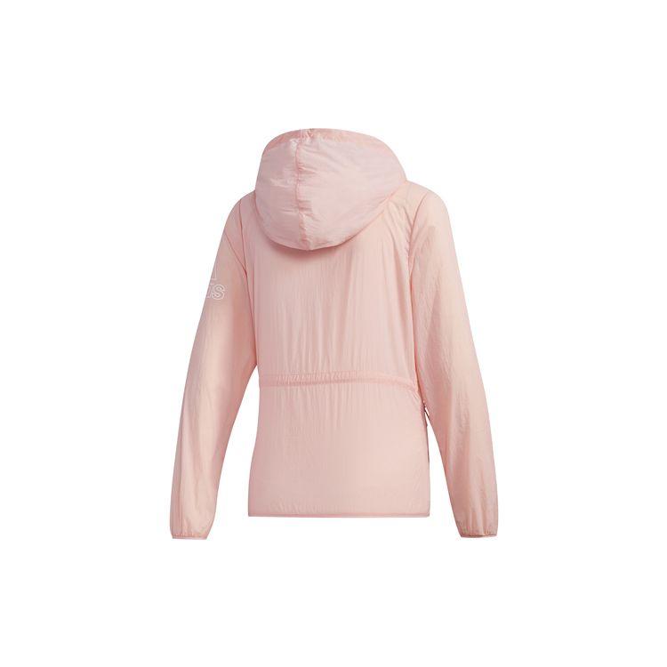 Adidas Windbreaker With Hood And Zipper Women Jacket Pink FT2886
