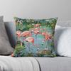 Flamingo Lagune Vintage Kissenbezug Polyester Leinen Samt Kreativer Reißverschluss Dekor Kissenbezug für Sofakissen Wohnkissenbezug 18"