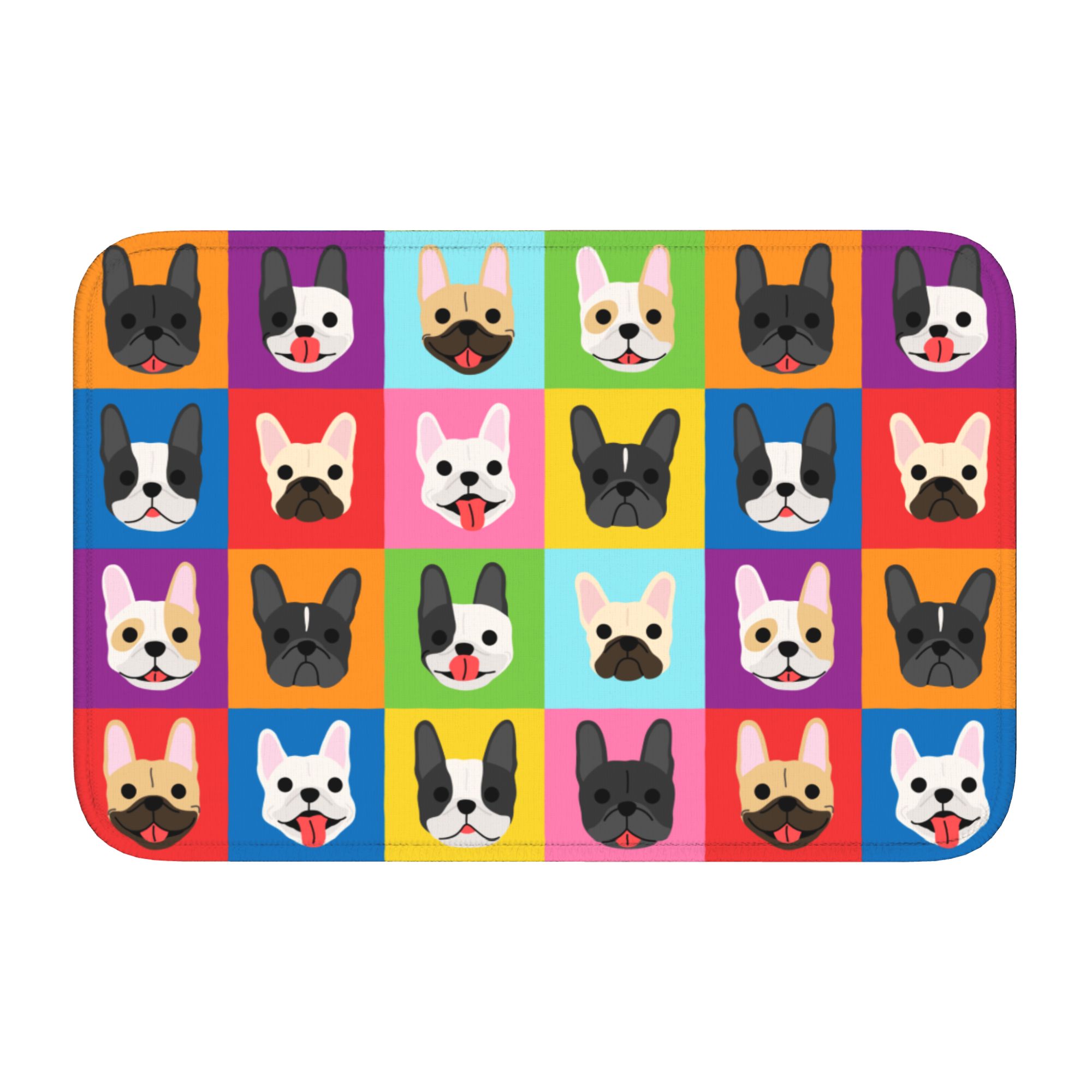 Tapis de porte personnalisé drôle Bouledogue Français Frenchies Antidérapant Tapis de sol Cuisine Salle de bain Chambre Balcon Entrée de porte Tapis Tapis 40cm x 60cm