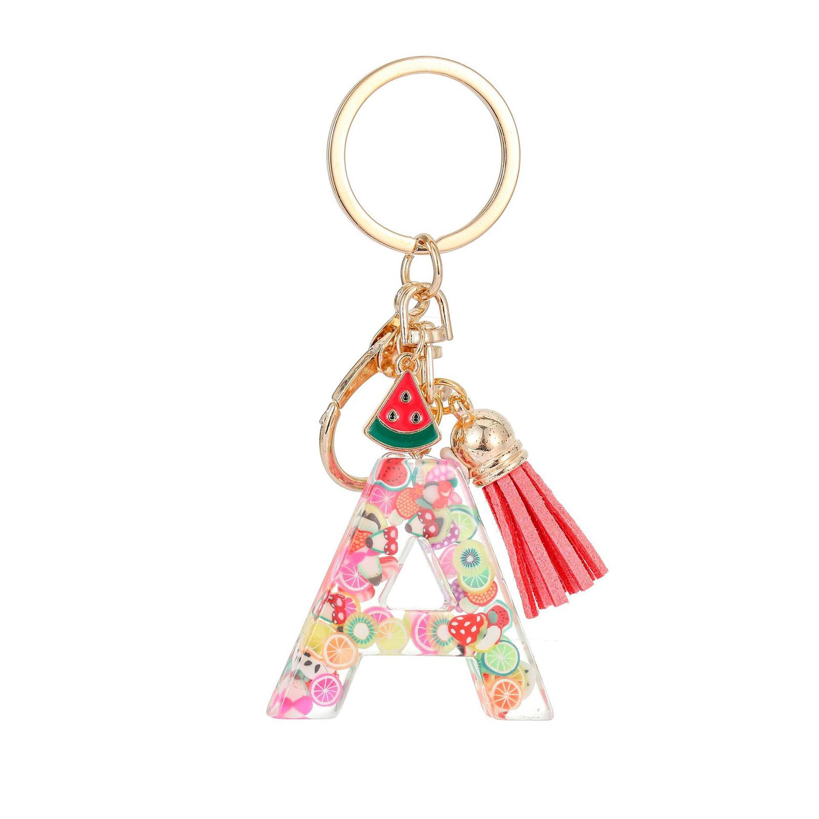 

26 букв модный фруктовый брелок из смолы кулон свежий милый брелок маленькие подарки One Size