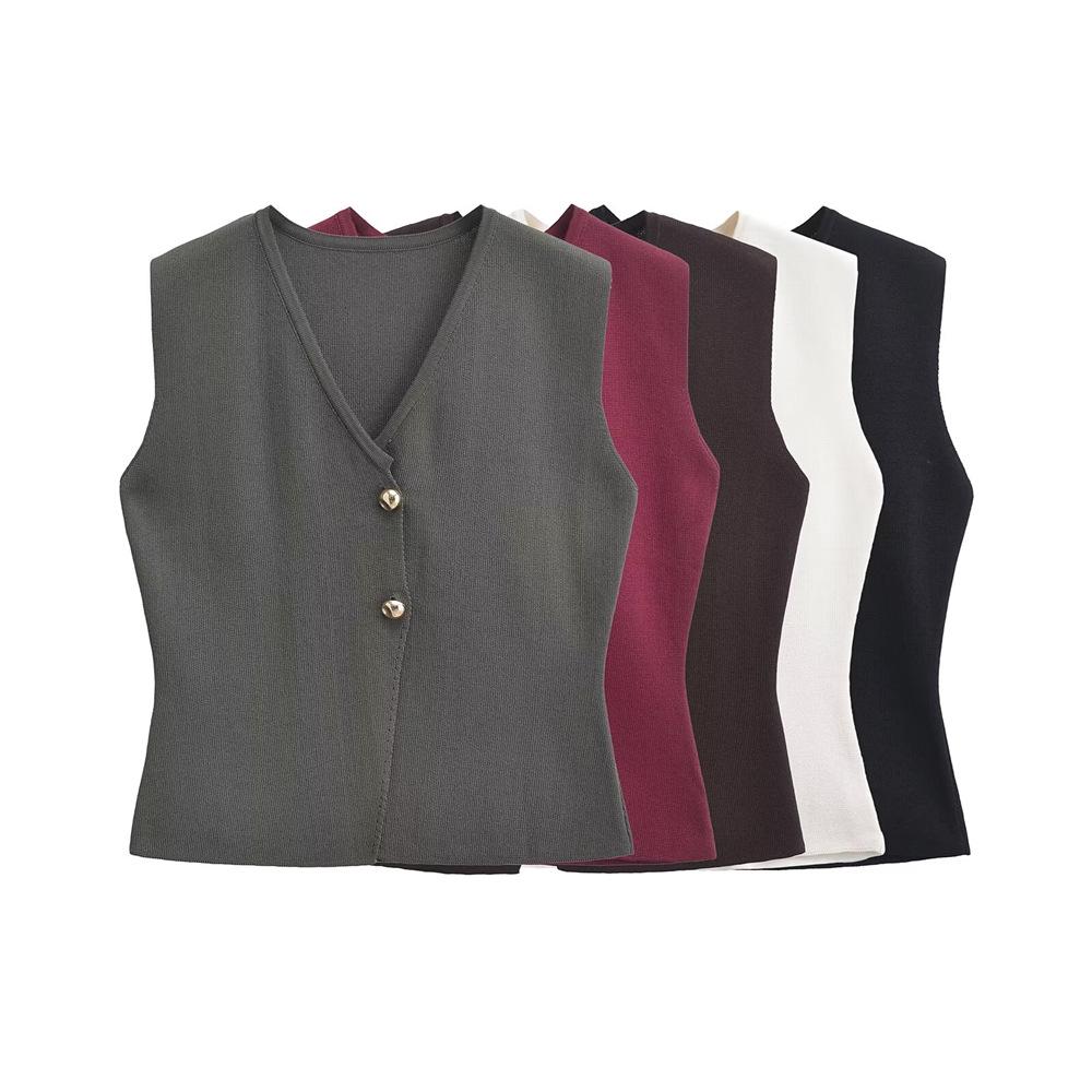 

Women s Autumn/Winter 2024 Knit Sleeveless Slim Vest Top Large