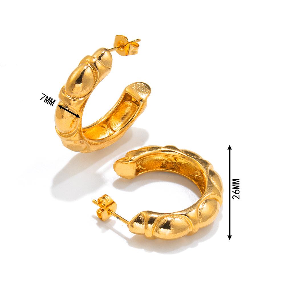 Niche Design High-end Retro Stainless Steel Earrings Simple Style Personalized 18K Gold Women's Earrings