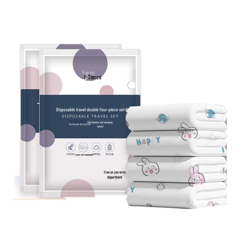 Luxury Disposable Bed & Pillow Cover Travel Set - Non-Woven, Thick & Portable 4-Piece.
