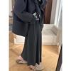 Elegant High-Waisted A-Line Wool Skirt for Women 2025 Autumn/Winter - Slimming, Draped, Pleated Knit Style