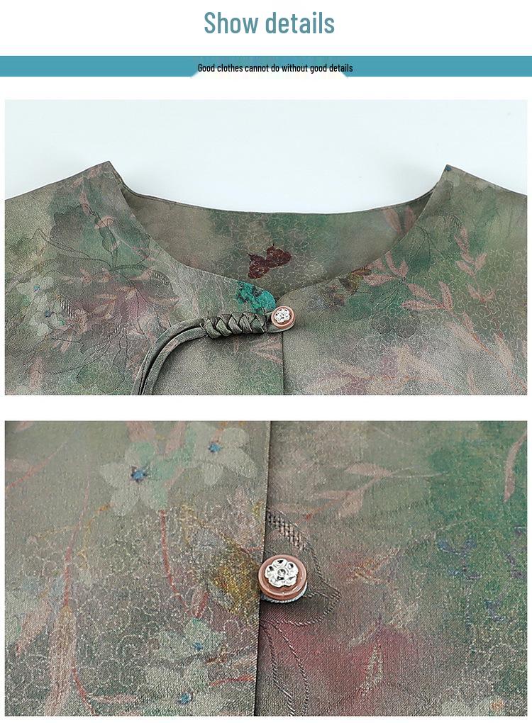 Summer Chinese Style Plus Size Top for Elderly Women - Loose Three-Quarter Sleeve Shirt