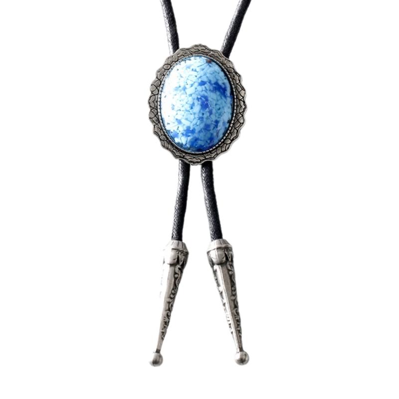 Vintage Gemstones Bolo Tie for Adult Unisex Cowboy Necktie Costume Accessories Shirt Bolo Tie for Men PU Rope Necktie
