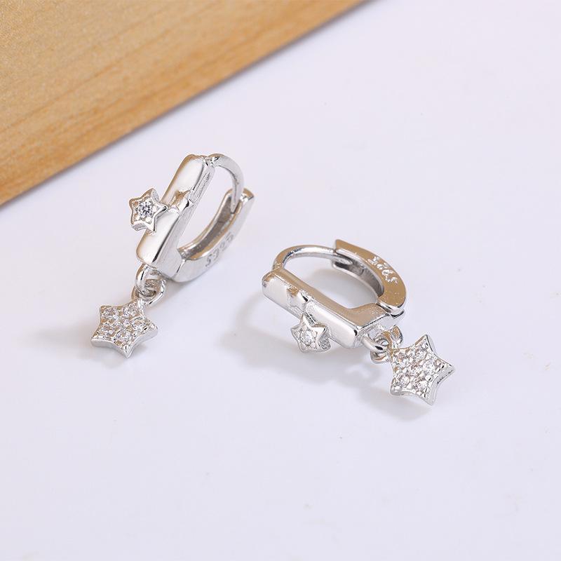 925 Sterling Silver Luxury Quality Jewelry Star Tassel Women's Stud Earrings Ladies Engagement Accessories Prevent Allergies