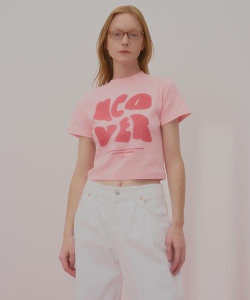 Uncover Pointage Logo Crop Short Sleeve T-Shirt Pink Free