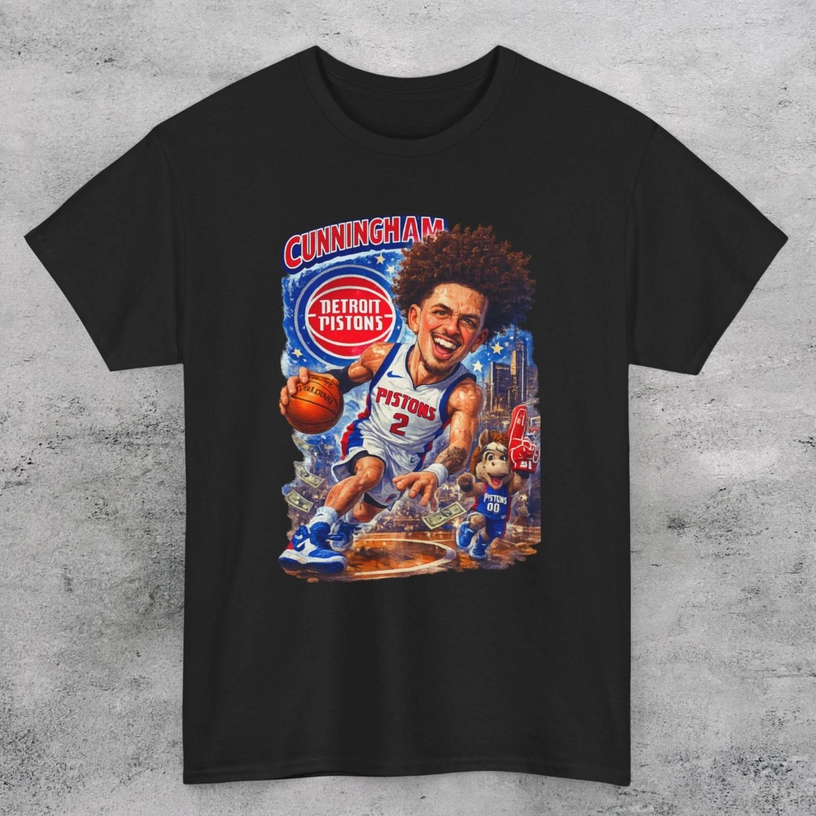 Cade Cunningham CARICATURE Detroit Pistons NBA Slam Cover Tee Shirt S