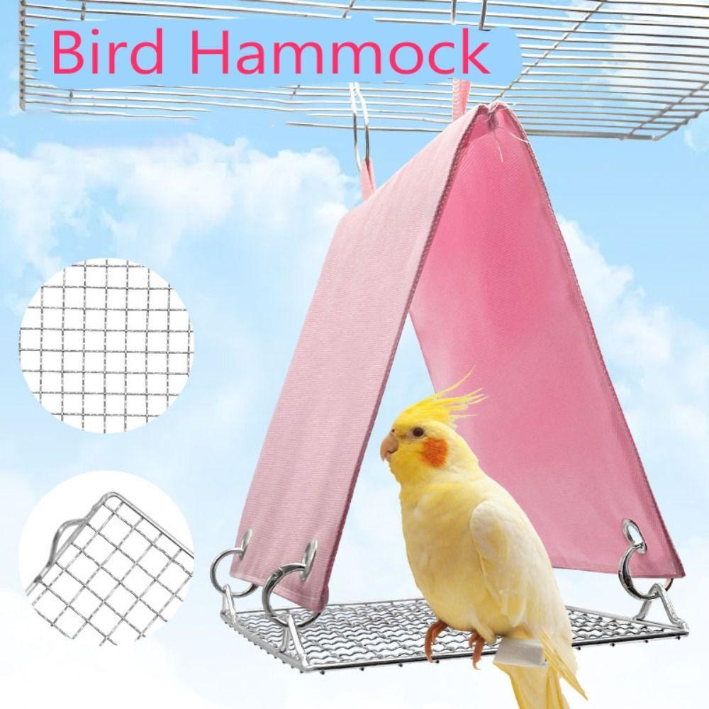 Comfortable Hangable Triangle Bird Cage House Detachable Ventilated Summer Bird Nest Cool Parrot Hut Tent Pigeon