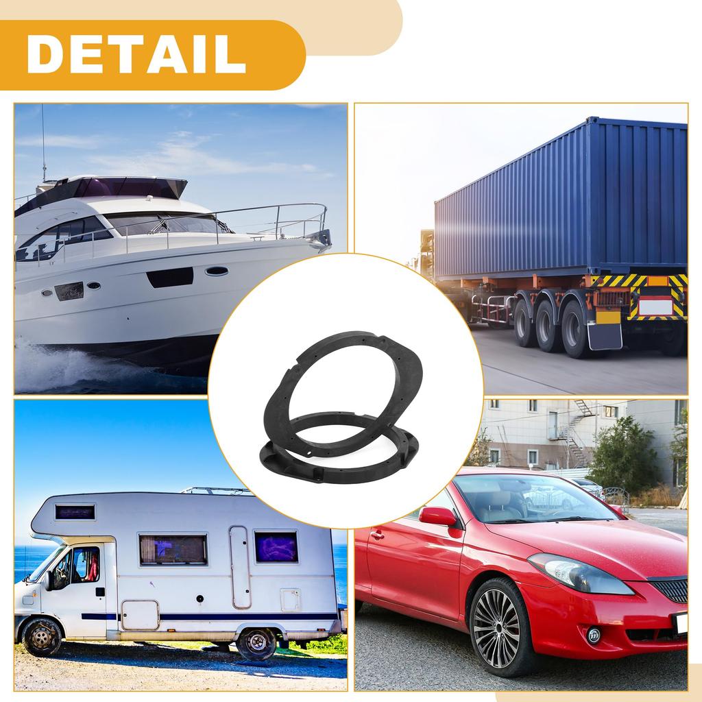 Partuto Ma-zda 5x7" to 6.5" Tweeter Speaker Adapter Car Speaker Subwoofer Mounting Spacer Bracket Ring, ABS Black, Waterproof