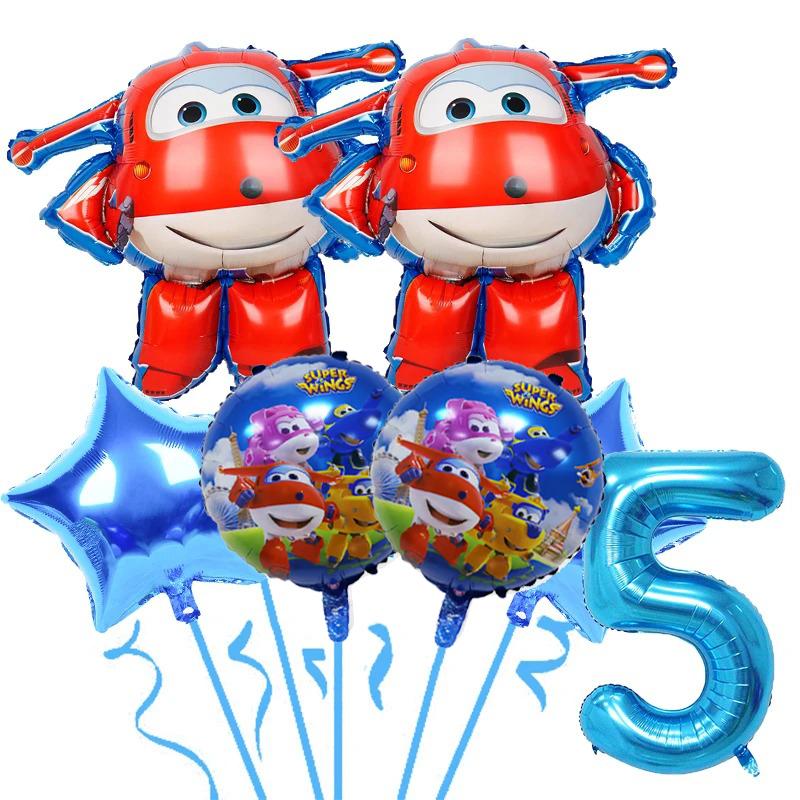 Fly Wings Foil Balloons Air Globlos Happy birthday Party Decoration Party Supplies Kids Favor Cartoon Movie Character Number Kit