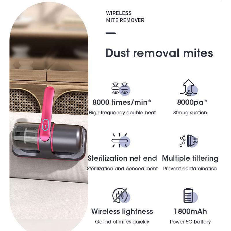 Mite Removal Instrument Vacuum Cleaner 8000PA Handheld Vacuum For Mattress Sofa Bed Home Detachable Filter Bed Vacuum Cleaner