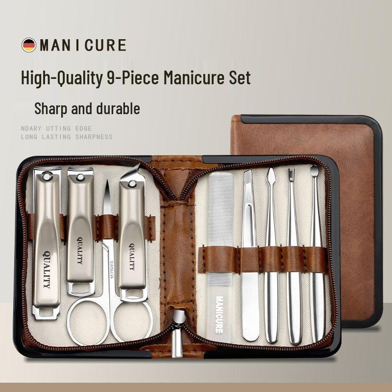 18-Piece Black Stainless Steel Nail Care Set: Clippers, Tweezers, Cuticle Nipper & Manicure Tools.