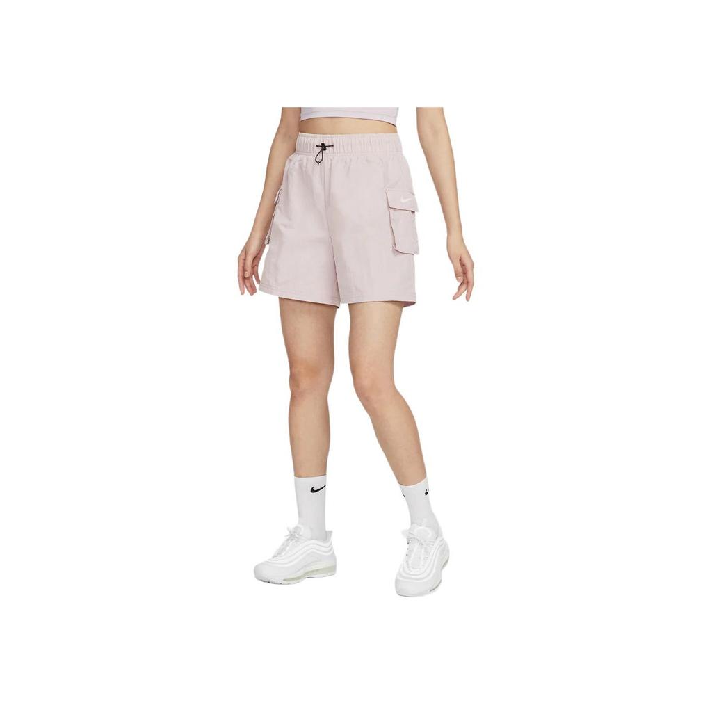 Nike Sportswear Essentials Solid Color Elastic High-Waist Casual Shorts Women Bottoms Grey-Purple DM6248-019