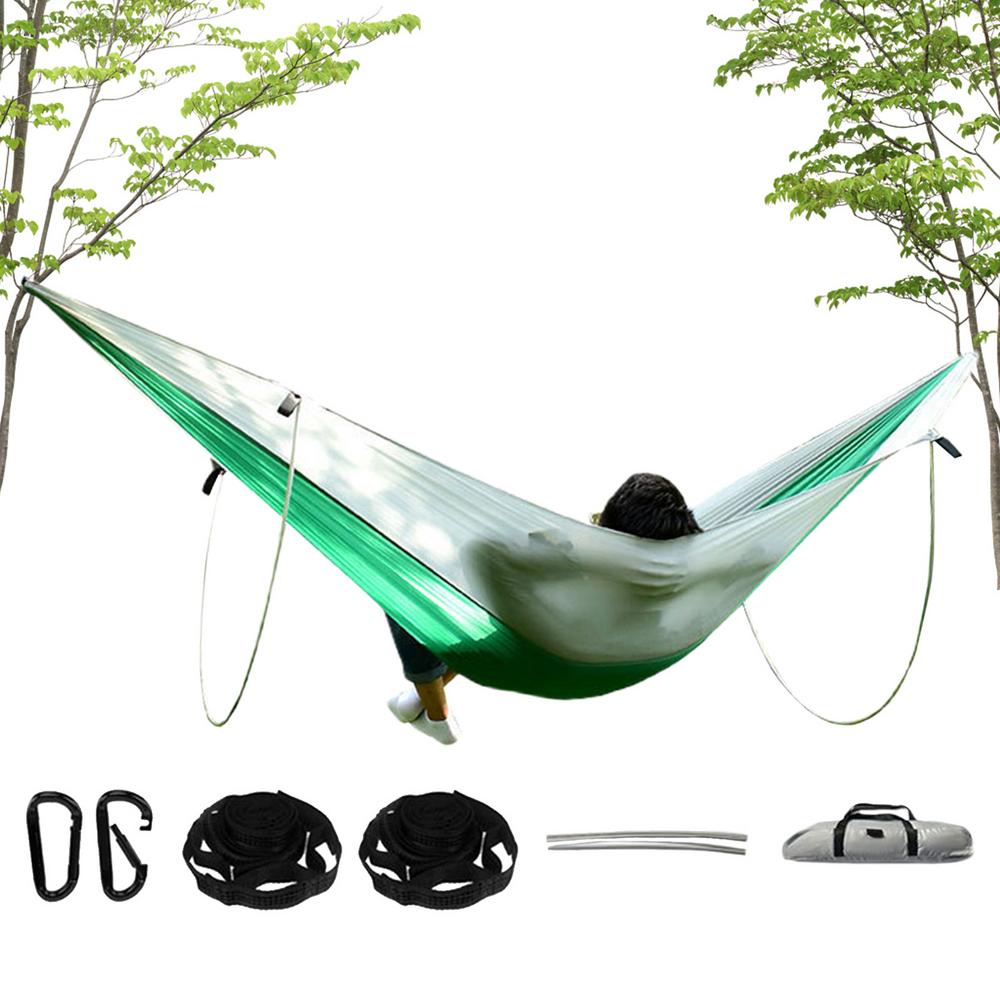 Outdoor Hammock Outdoor Parachute Hammock Nylon Parachute Hammock Lightweight Camping Hammock Nylon Waterproof Support Pole