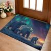 Polar Bear With Northern Lights Floor Mat Cozy Flannel Soft Thick Non-Slip Mat For Living Room Bedroom Kitchen Decor Rugs