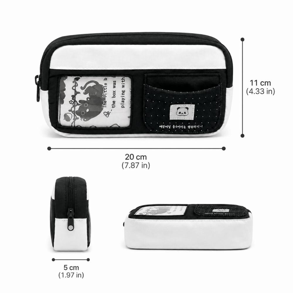 Black White Pen Bag Polka Dot Pencil Pouch Korean Pen Storage Organizer Gift