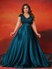 Elegant V-Neck Sequin Evening Gown - Satin A-Line Long Dress for Women