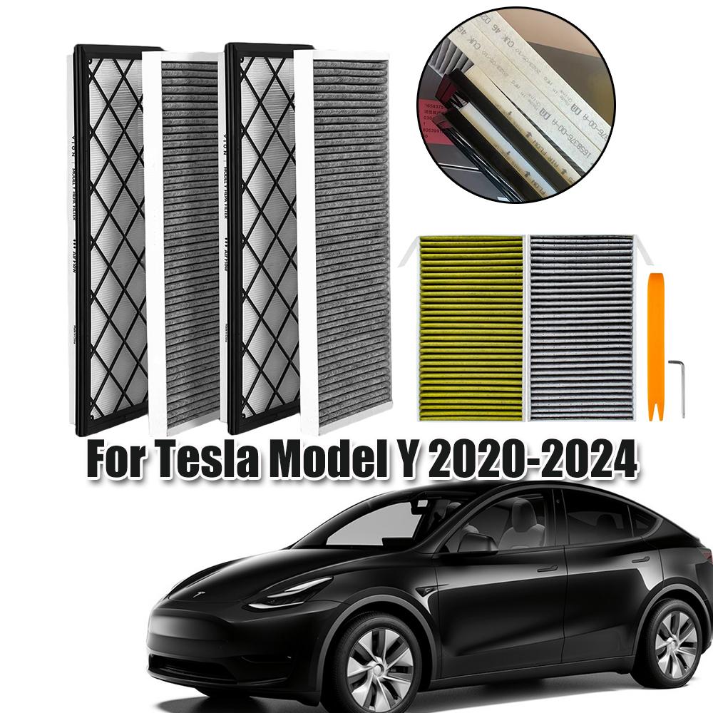 Cabin Air Filter HEPA for Tesla Model Y 2024 Air Intake Filter Replacement with Activated Carbon 2020-2024 Model Y Accessories