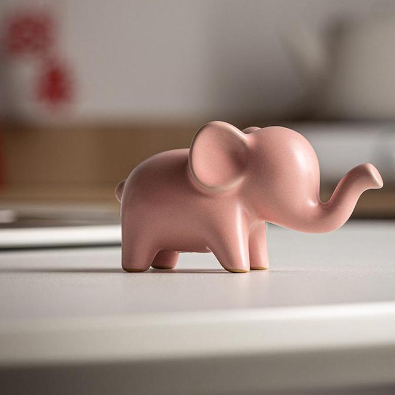 Elephant Ceramics Crafts Figurines, Modern Art Ornaments, Animal Feng Shui, Home Interior, Office Decor Accessories