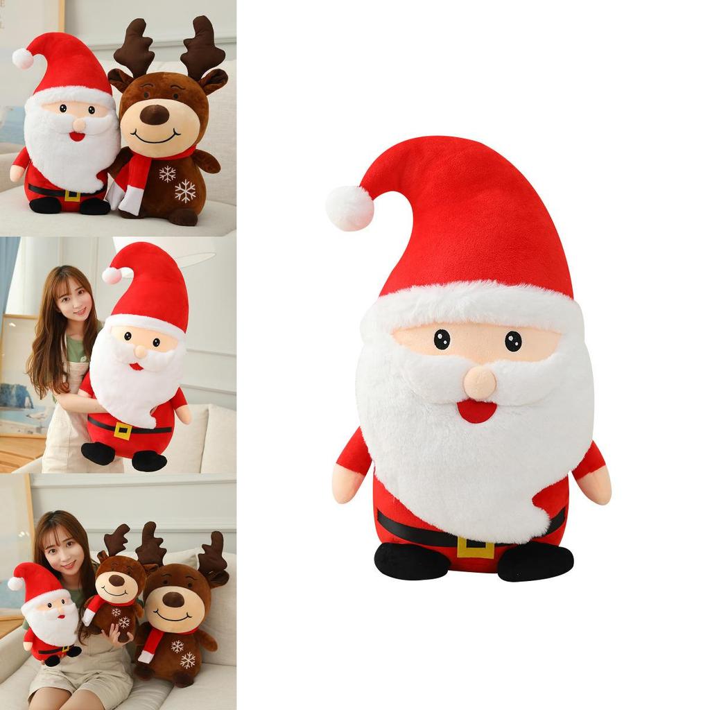 Christmas Santa And Reindeer Plush Set With Scarf For Home Party Decoration