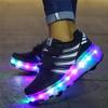 Chaussures LED de Qualité Premium avec Roues Patins à Roulettes Lumineux en Maille Baskets Homme Femme
