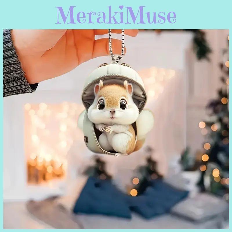Interior Car Squirrel Decor Acrylic Pendant Christmas Tree Vehicles Ornament