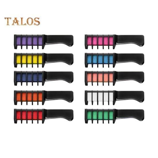 

10 цветов, расческа для краски для волос, смываемый временный мел для волос, одноразовая кисть для окрашивания волос, макияж для косплея на Рождество и Хэллоуин разноцветный