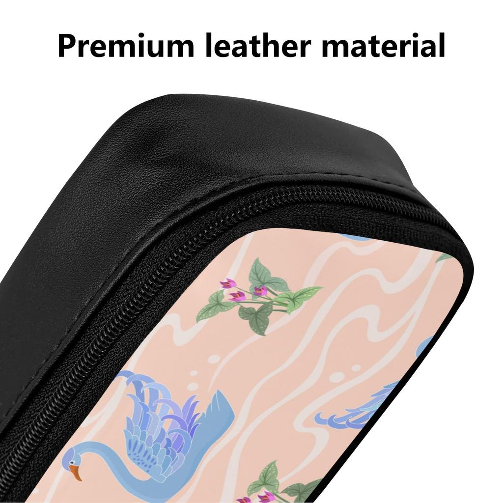 Sturdy Stationery Case in Classic PU Leather with Small Accessory Pocket for Students Office Business Trips