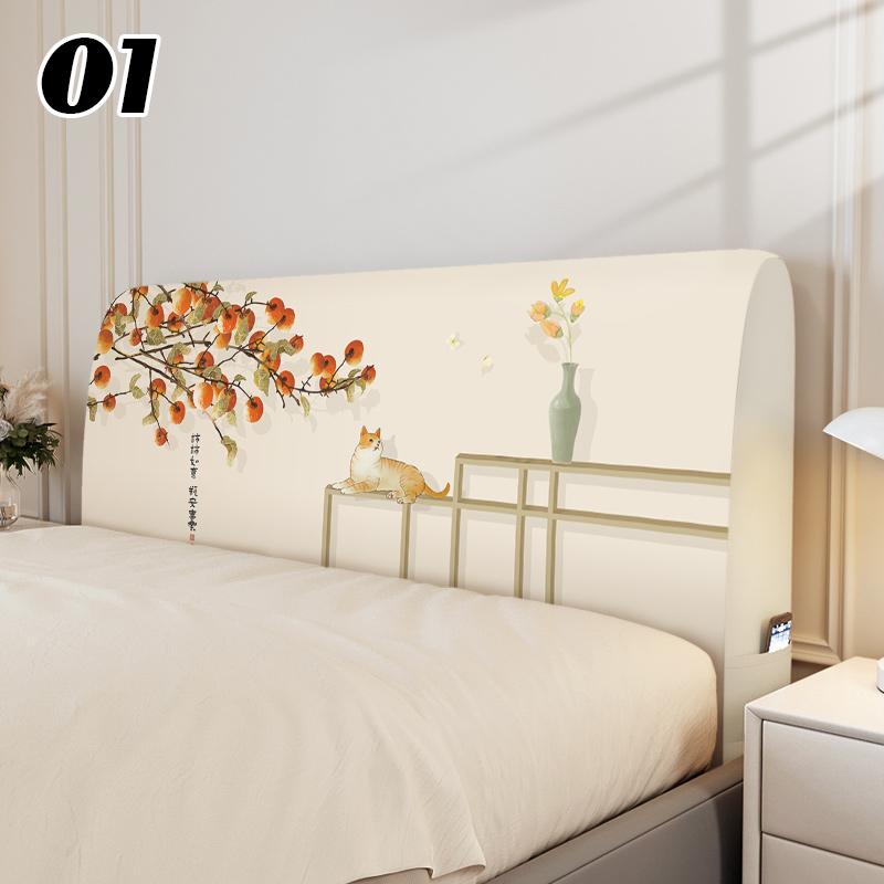 Chinese Style Elastic Bedhead Cover All-Inclusive Dust-proof Soft Headboard Protector Backrest Cover Universal Bed Head Covers