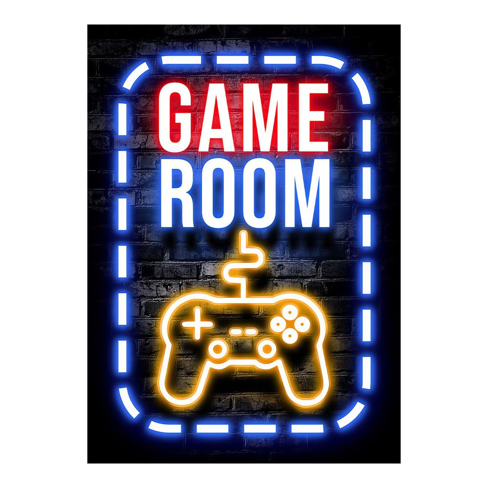 Neon Gaming Gamer Wandkunst Poster Drucke Gamer Leinwandmalerei Leinwandbild für Kinder Jungenzimmer Dekoration Spielzimmer Cuadros