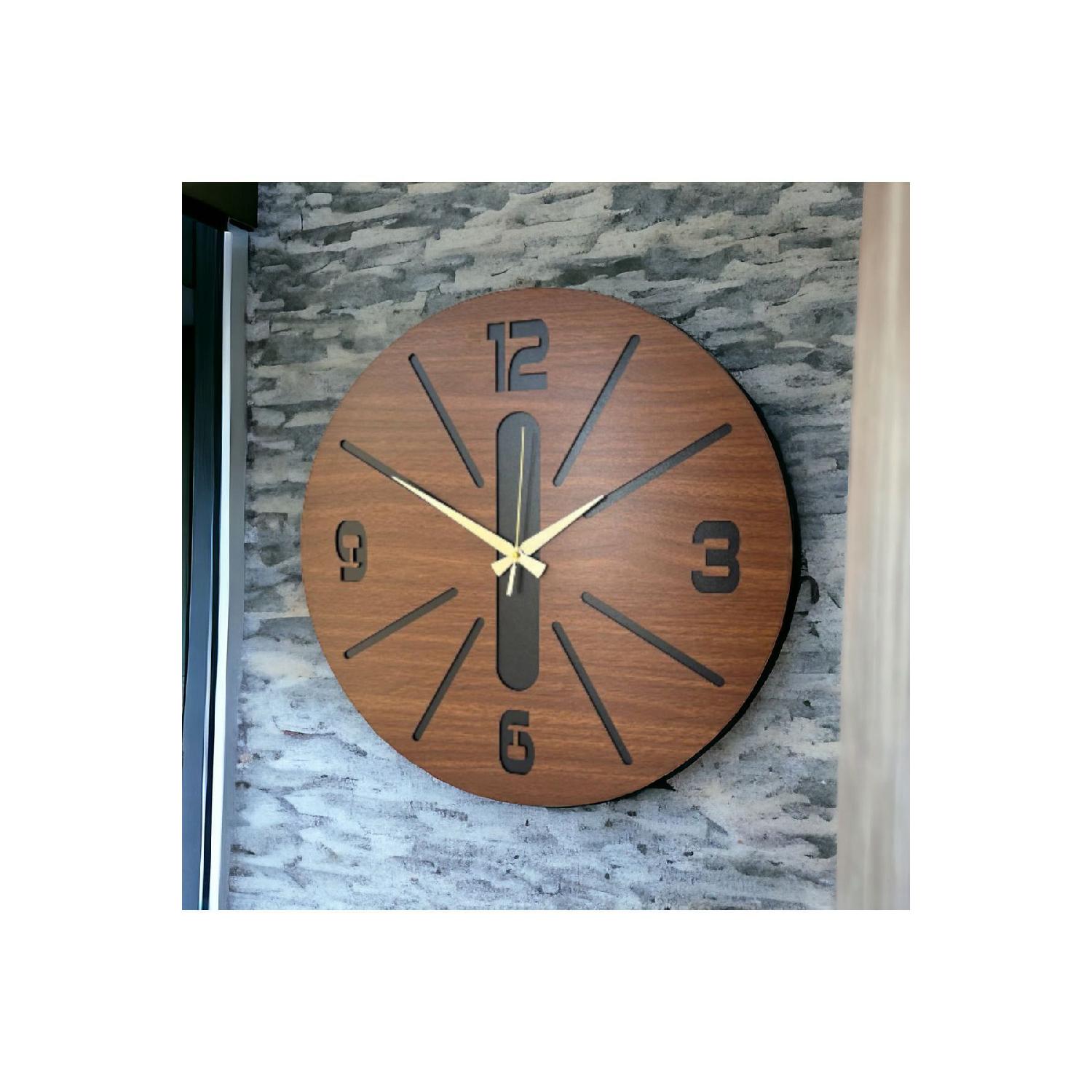 

Walnut Black Color Gift Wooden Decorative Striped Different Patterned Wall Clock 50cm