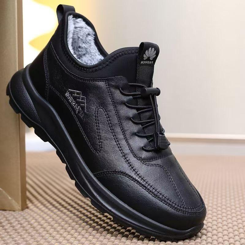 Herren neue einfarbige verdickte Bergsteiger-Baumwollschuhe für den Winter, warme weichsohlige Wanderschuhe, bequeme Schuhe