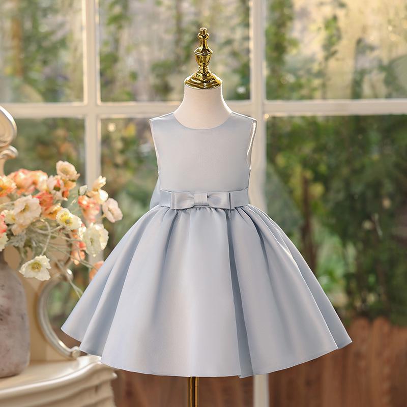 Vestido de Princesa Verão 2025 com Laço para Meninas - Vestido de Dama de Honra Bebê para Noite