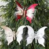 Glitter Butterfly Christmas Ornaments Artificial 3D Sequined Butterfly with Feather for Christmas Tree Crafts Flower Bouquets Fairy Garden Home Decor