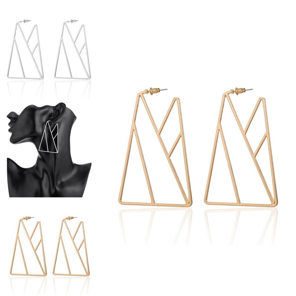 Stylish Triangular Geometric Earrings For Women In Gold And Silver Colors