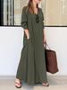 Women's Lapel Long Sleeve Plug Pocket Loose Casual Long Shirt Dresses
