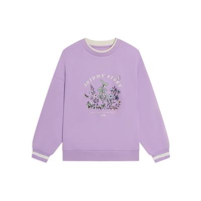 Dámska mikina s okrúhlym výstrihom a kvetinovým vzorom Fialová AWDS918-5