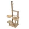 Cat Tree Multilevel Cat Climbing Tower Hemp Cable Covered Scratching Post with Hammock Dangling Toy