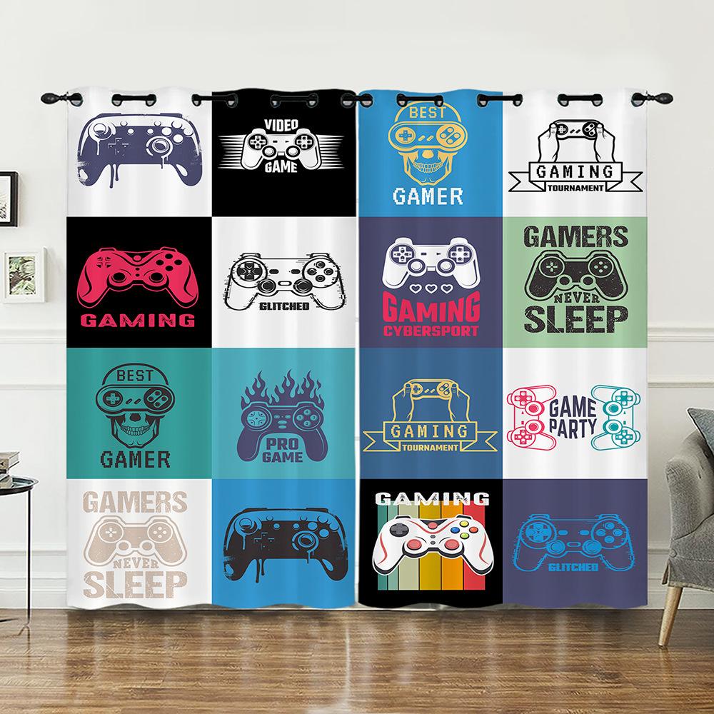 Curtain Gamepad Game Console Sunshade Digital Printing Curtain Blackout No Punching