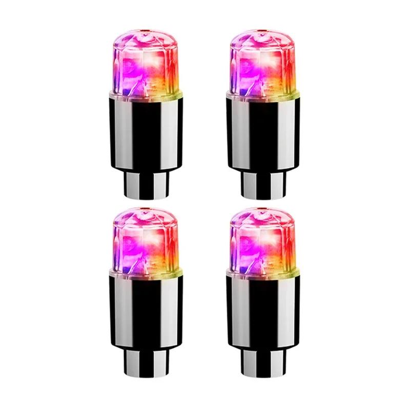 4Pcs Colorful LED Wheel Valve Lights Motorcycle Car Wheel Tire Valve Caps Universal Dustproof Bicycle Valve Cover