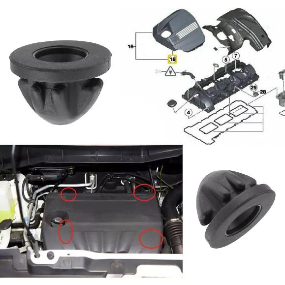 11127614138 4Pc Engine Cover Trim Rubber Mount Grommet Bush Bump Stop Compatible with B-M-W 1Series-8 Series ,X1-X7,MINI,2001-2019