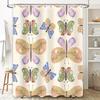 Butterfly Pattern Shower Curtain, Waterproof Fabric, Bathroom Decoration For Kids Bathrooms Peach Green Blue Purple Colorful But